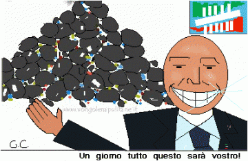 Berlusconi che mostra la spazzatura
